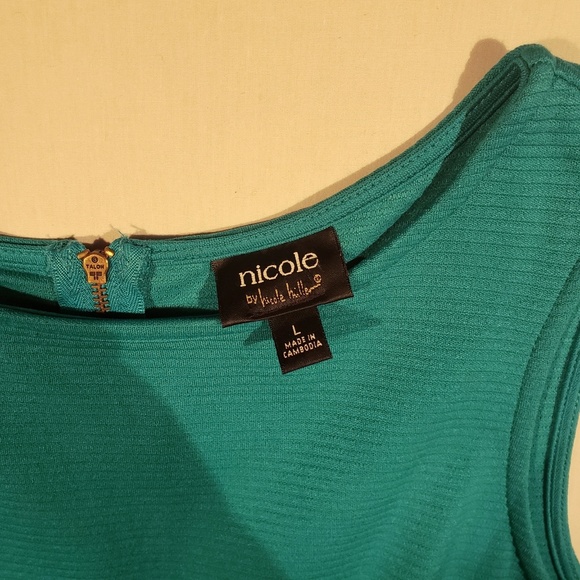 🌹Nicole by nicole Miller teal dress size large - Picture 2 of 4